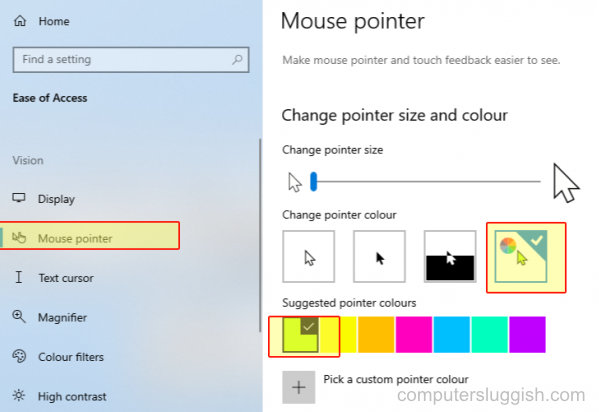 How To Change The Colour Of Your Mouse Pointer In Windows 10 Computersluggish - roblox mouse icon size