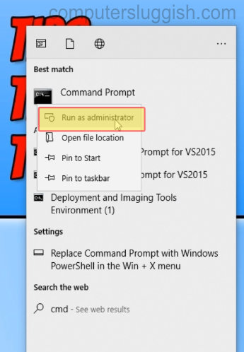 Run command prompt as an admin in Windows 10.