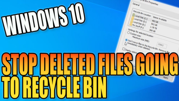 Windows 10 stop deleted files going to recycle bin
