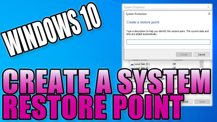 Windows 10 create a system restore point.