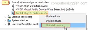 remove realtek audio driver