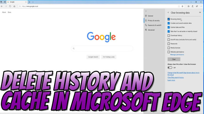 Delete history and cache in Microsoft Edge.