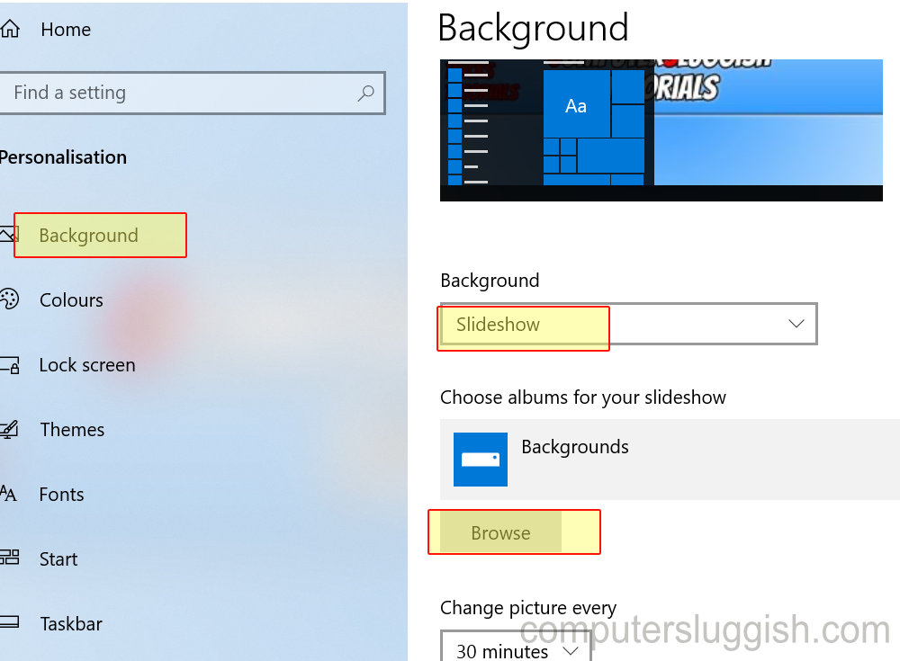 windows 10 slideshow shuffle
