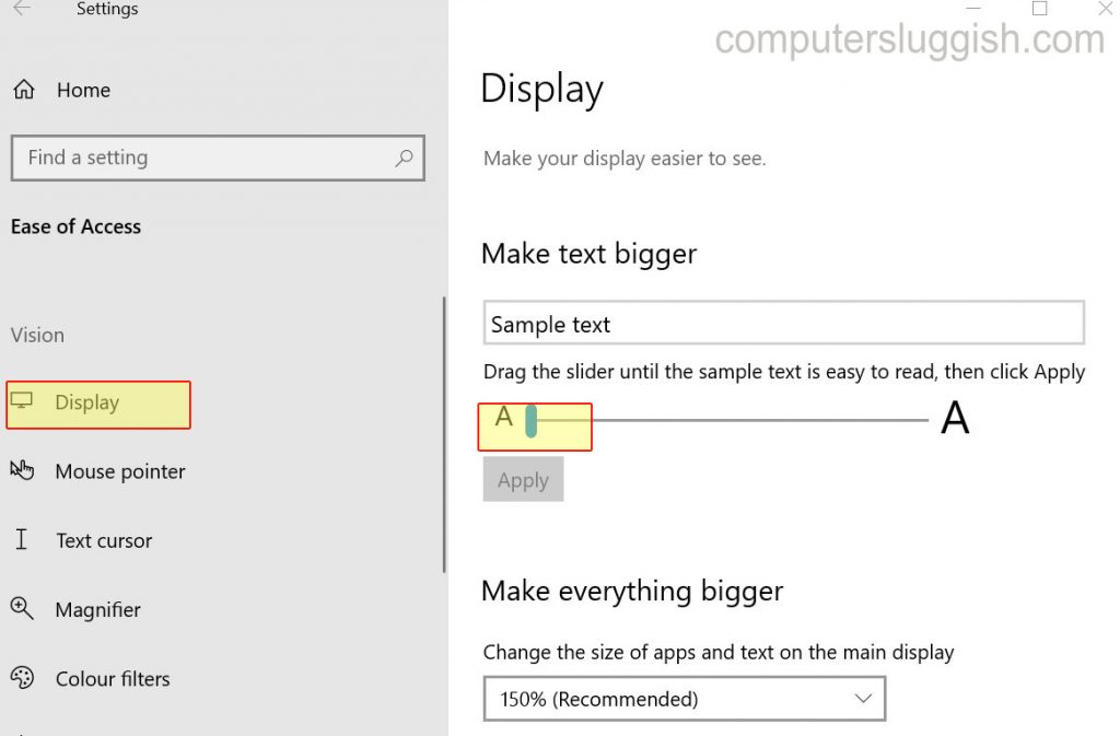 Windows 10 make text smaller