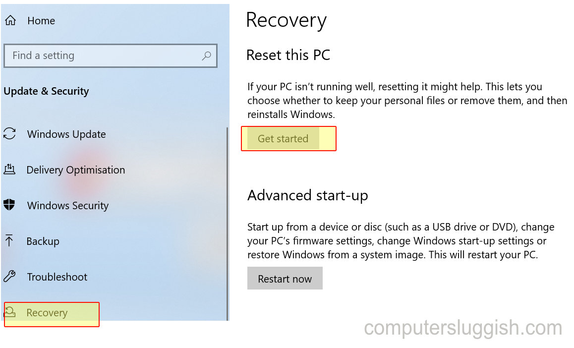 Windows 10 reset pc stuck
