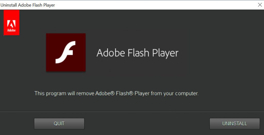 uninstall adobe flash player