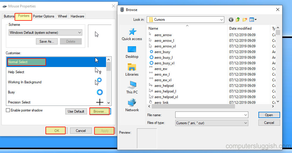 How To Change Your Mouse Pointer In Windows 10 - ComputerSluggish