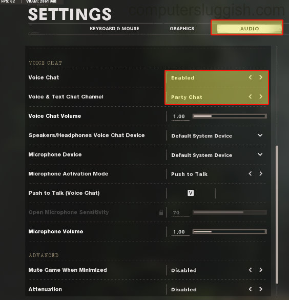 how to turn on mic in call of duty waw pc