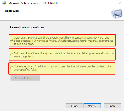 how to run microsoft safety scanner