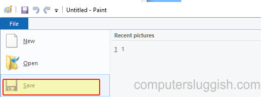 Saving an image file in Paint