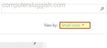 Selecting small icons in Control Panel view by