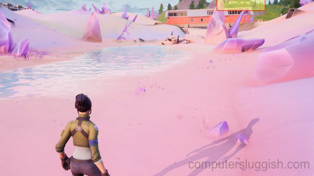 Fortnite in-game screenshot showing the FPS counter in the top right corner.