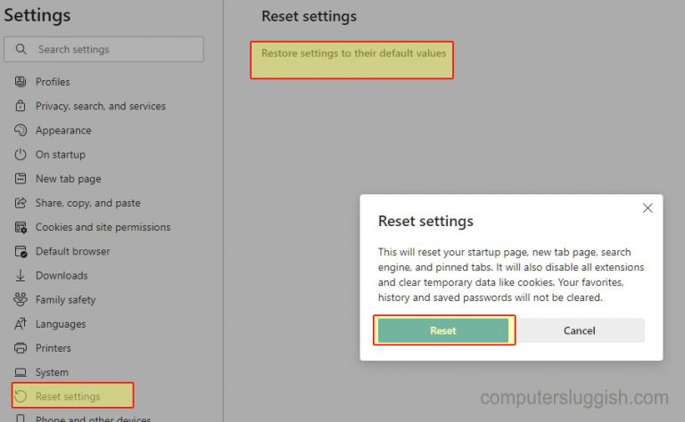 How To Reset Microsoft Edge Settings Back To Default Computersluggish 2937