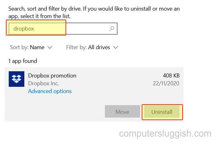 how to disconnect dropbox from computer