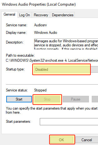 how to start windows audio service