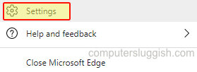 Microsoft Edge 3 dots context menu showing settings.