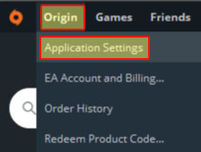 Origin context menu showing Application Settings option.