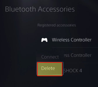 Deleting PS5 controller from PS5