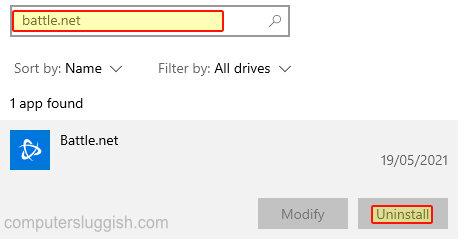 how to uninstall battle net windows 10