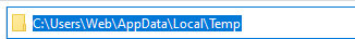 Windows 10 File Explorer address bar showing local\temp path.