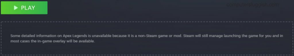Non Steam game Play button.