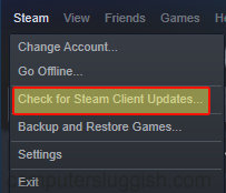Steam menu check for updates