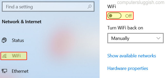 windows 10 wifi will not turn on