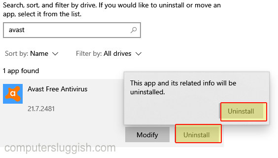 How To Uninstall Avast Antivirus In Windows 10 Computersluggish 7796
