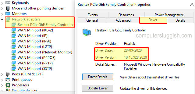 windows10 device manager network adapter