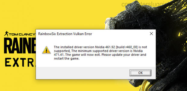 What is the Rainbow Six Extraction no compatible driver/hardware found  error?