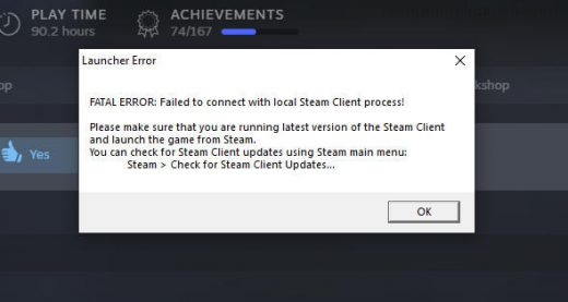 Cs go fatal error failed to connect to local steam client process что делать