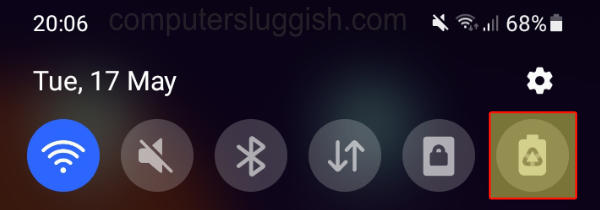 Android battery icon greyed out in quick settings menu
