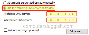 Changing Public DNS settings in Windows