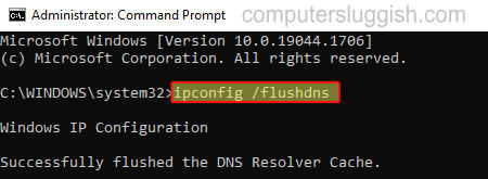 Windows command prompt flushing dns.