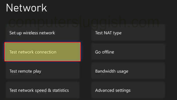 xbox test network speed in network settings