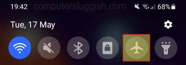 Android quick access menu flight mode button