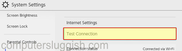 Nintendo Switch System Settings Test connection of internet