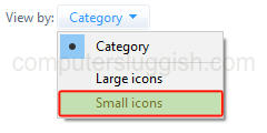 Changing Windows Control Panel icons to small