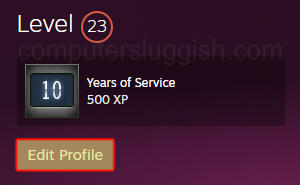 Edit profile button on Steam profile page