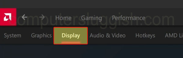 AMD Software: Adrenaline Edition showing the Display tab in Settings.