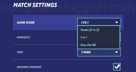 MultiVersus match settings for local play