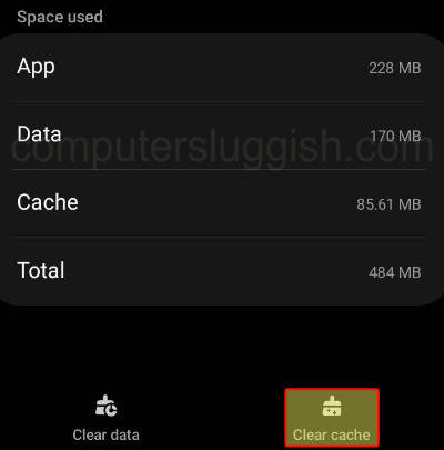 Clear cache button for Android app.