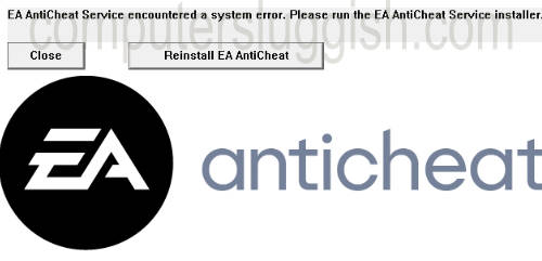 EA AntiCheat service encountered a system error warning message