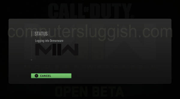 Modern Warfare 2 Open Beta showing status message Logging into Demonware.