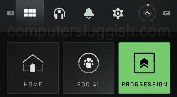 Modern Warfare 2 progression button on menu.