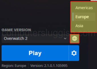 Changing region in the Battle.Net app for Overwatch 2
