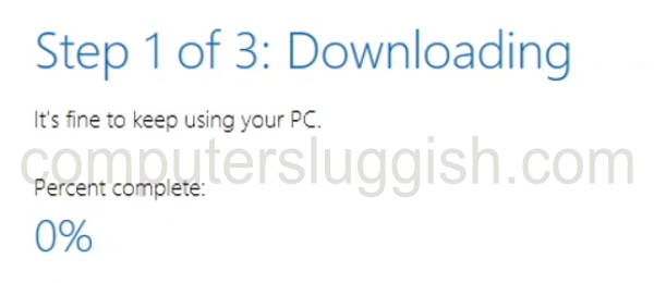 Windows 10 Update Assistant showing Windows 10 22H2 download percent complete.