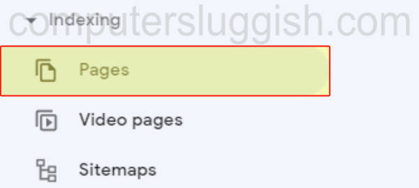 Selecting Pages under Indexing in Google Search Console.