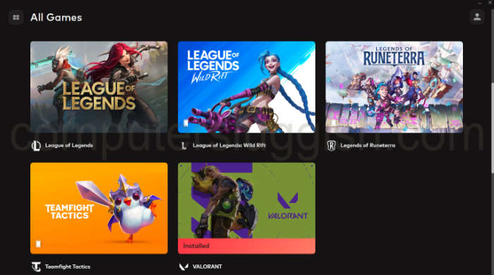 Screenshot of the Riot Games Client