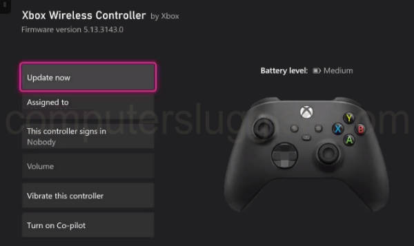 Xbox eries x controller settings update now to update wireless controller.